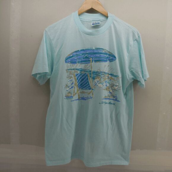 Vintage Ft Meyers Beach FL 1990 Beach Umbrella Chair Relaxed Shirt Size Large - Picture 3 of 5